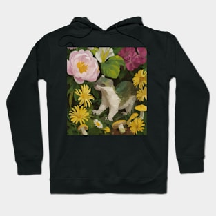 watercolor flowers surrounding a wild weasel Hoodie